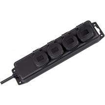  SOCLE 4 PRISES NOIR IP44 AVEC 