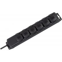  SOCLE 6 PRISES NOIR IP44 AVEC 