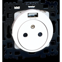  SQUARE PC 2P+T + Prise USB-A 