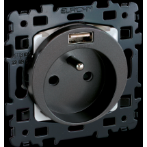  SQUARE Prise 2P+T + USB ANTH 