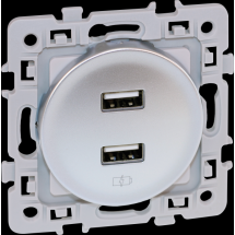  SQUARE CHARGEUR DBLE USB SILV 