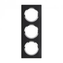  PLAQUE 3P NOIR VELOURS CHROME 